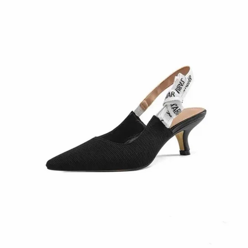 Designer inspired Women Black Slingback Pointed-Toe Heel Pumps Designer size 7